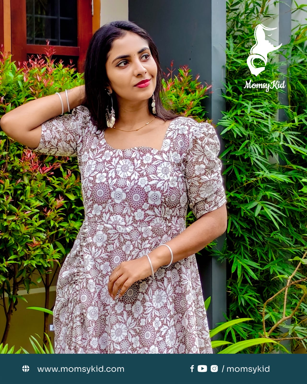 Serene Bloom - Western Maternity Wear with Abstract Floral Print
