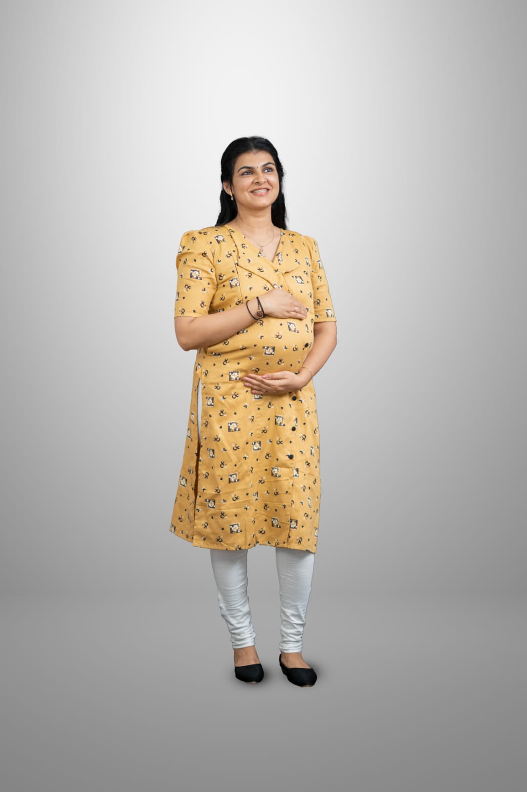 Mustard Yellow Musical Note Casual Kurthi