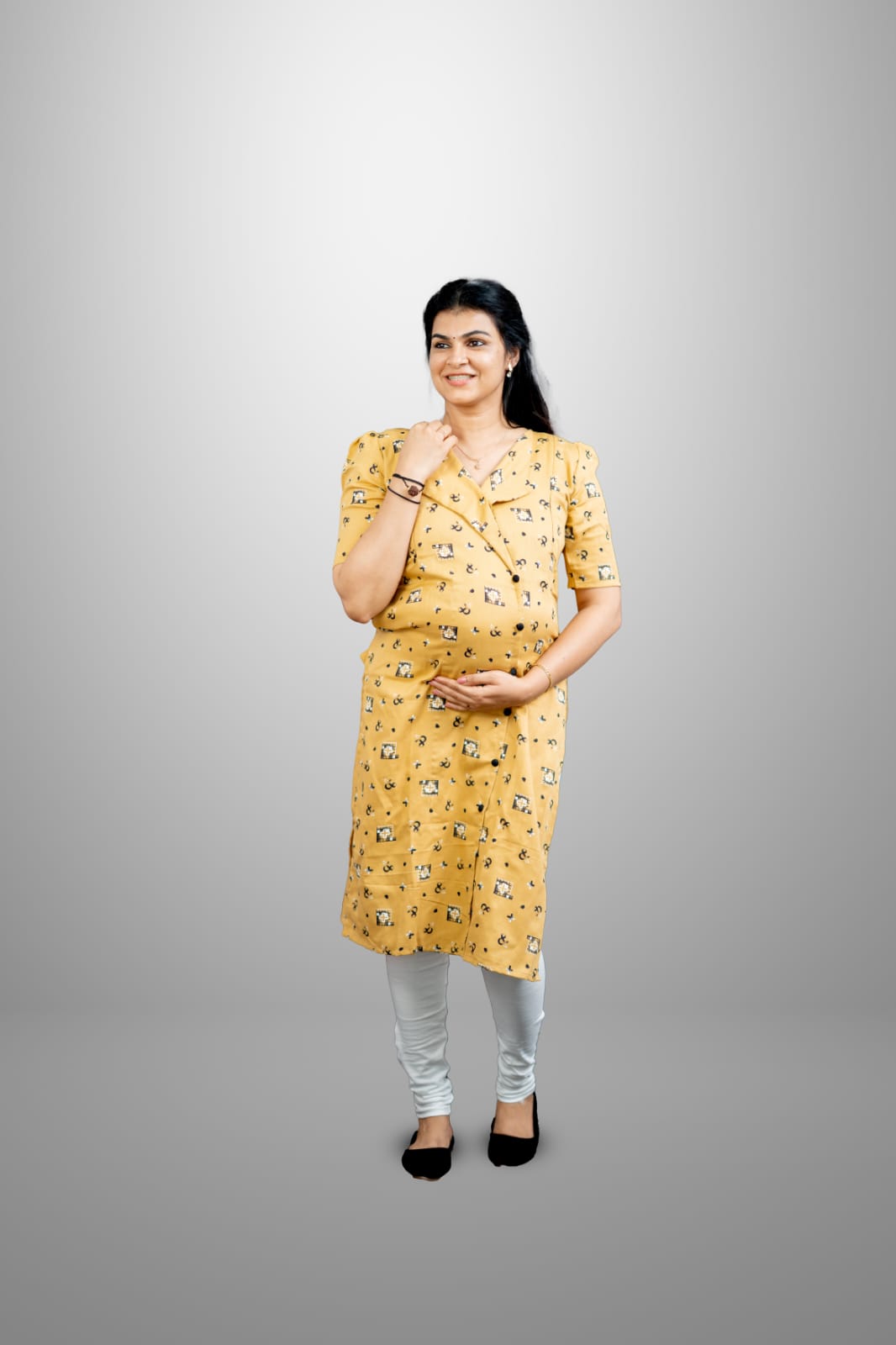 Mustard Yellow Musical Note Casual Kurthi