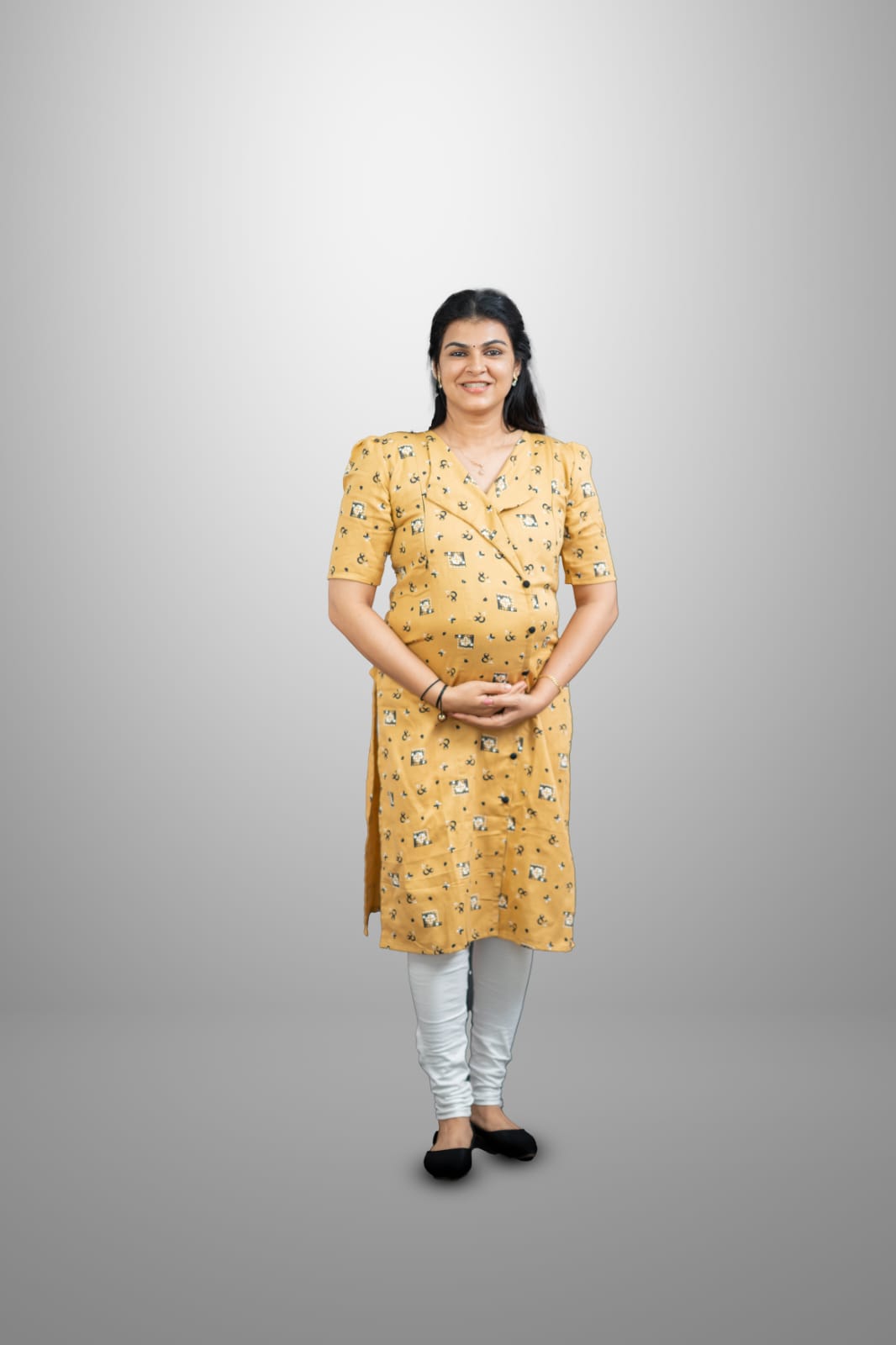 Mustard Yellow Musical Note Casual Kurthi