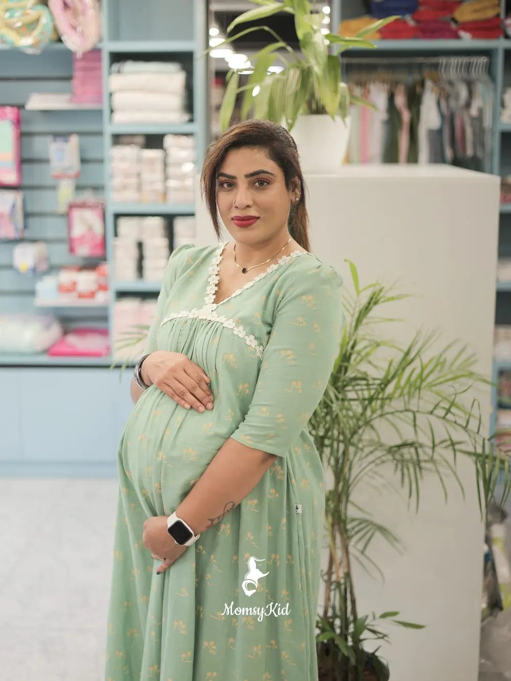 Pale Green Alia Cut Feeding Dress | MK-MW-1057