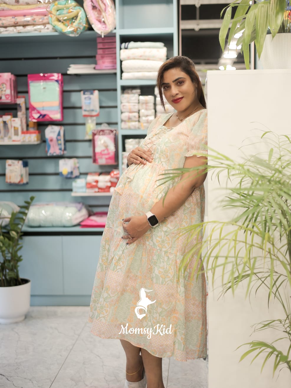 SOFT DOBBY COTTON FLORAL DRESS WITH DESIGNER YOKE | MK-MW-1035