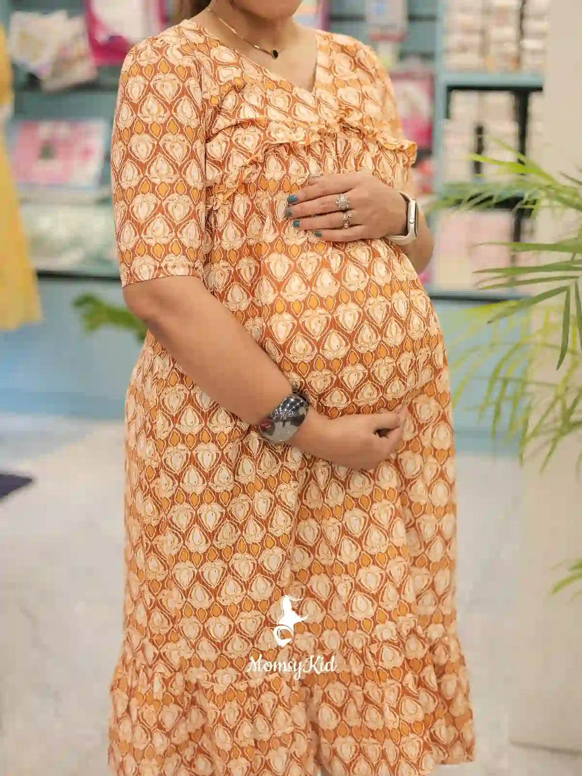 YELLOW KANTHA COTTON FEEDING TOP | MK-MW-1054