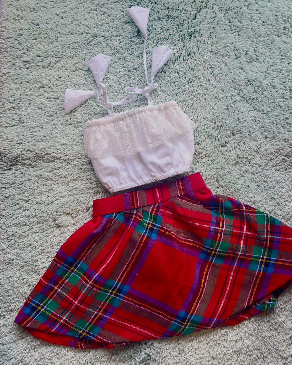 CHECK RED SKIRT AND TOP FOR GIRLS |MK-GW-1079