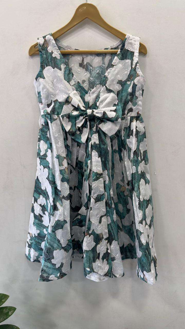 HACOBA ABSTRACTGREEN FLORAL PRINTED  FROCK | MK-GW-1064