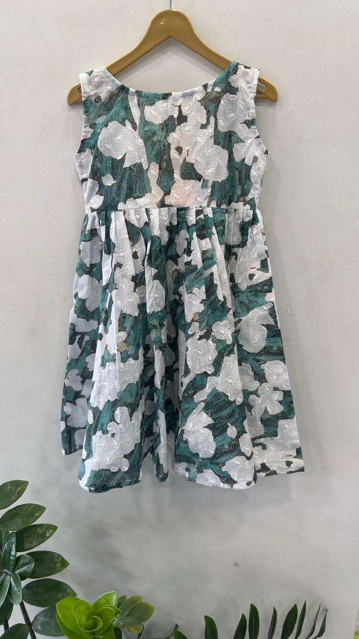 HACOBA ABSTRACTGREEN FLORAL PRINTED  FROCK | MK-GW-1064