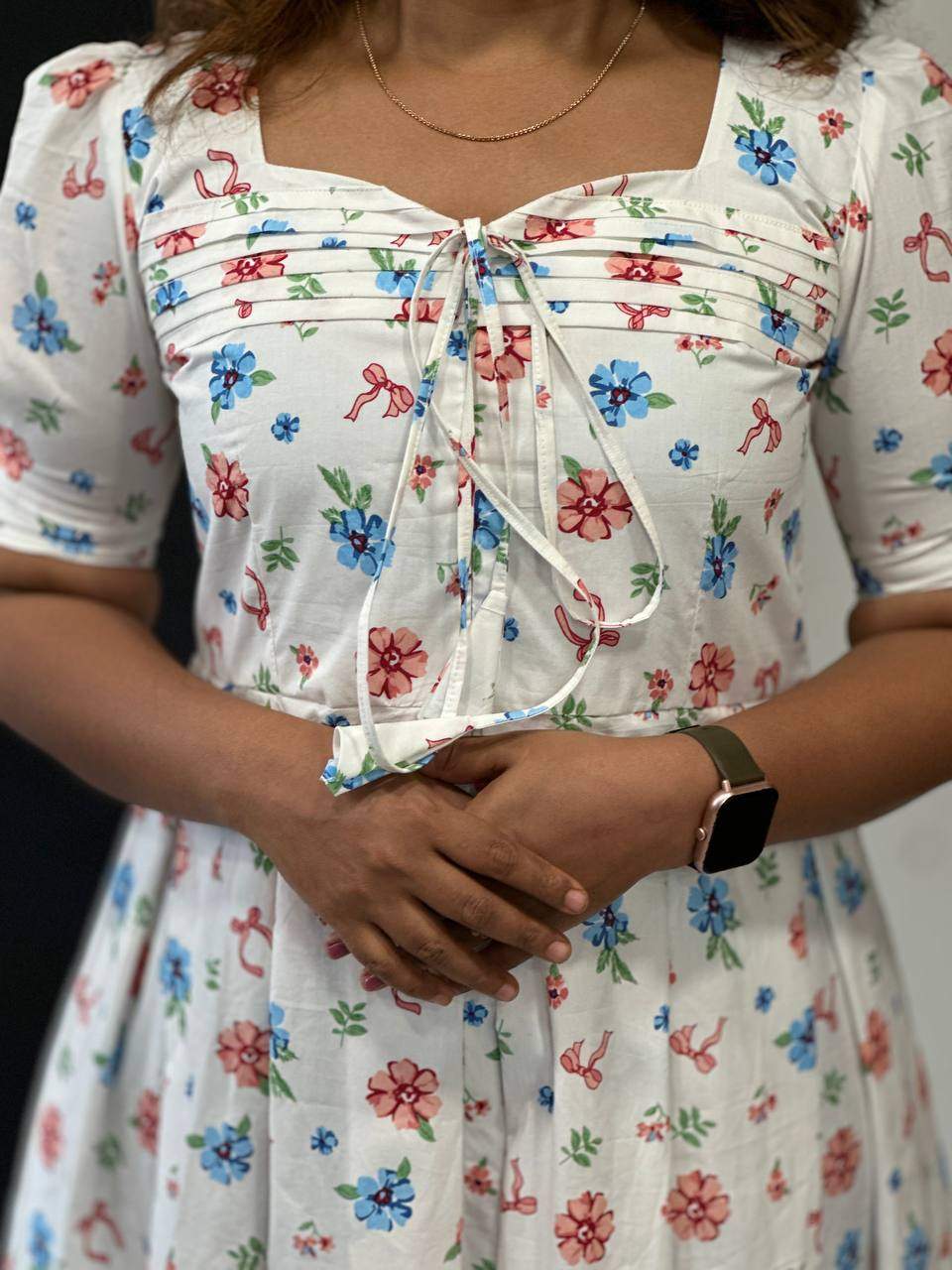WHITE MATERNITY FLORAL DRESS| FEEDING TOPS| MK-MW-1115