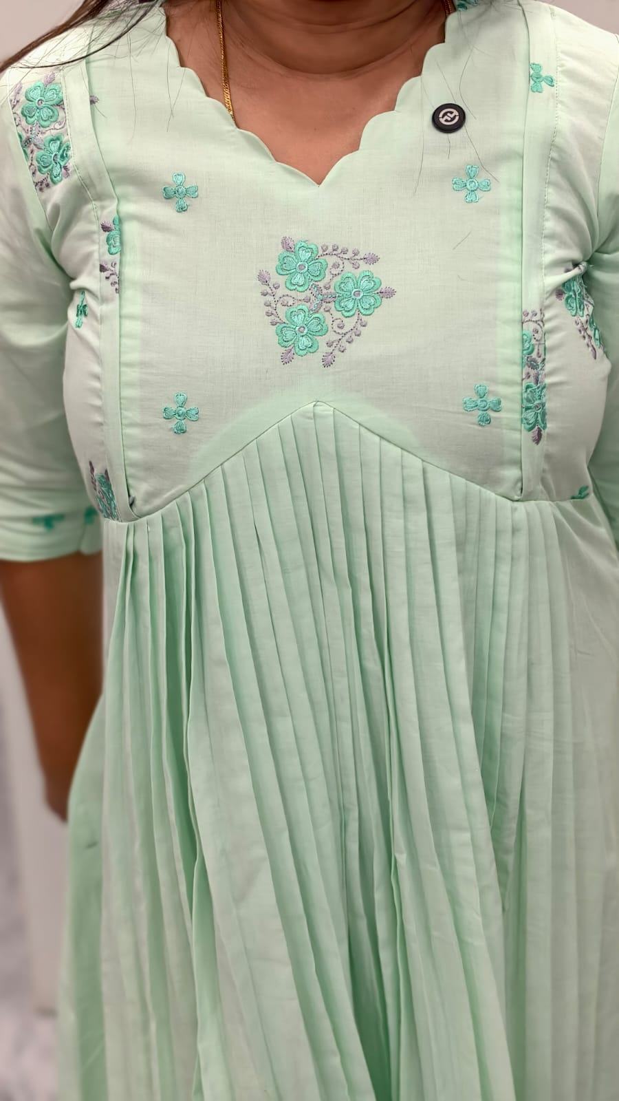 SEA GREEN ALIYA CUT FRONT OPEN DRESS| MK-MW-1081