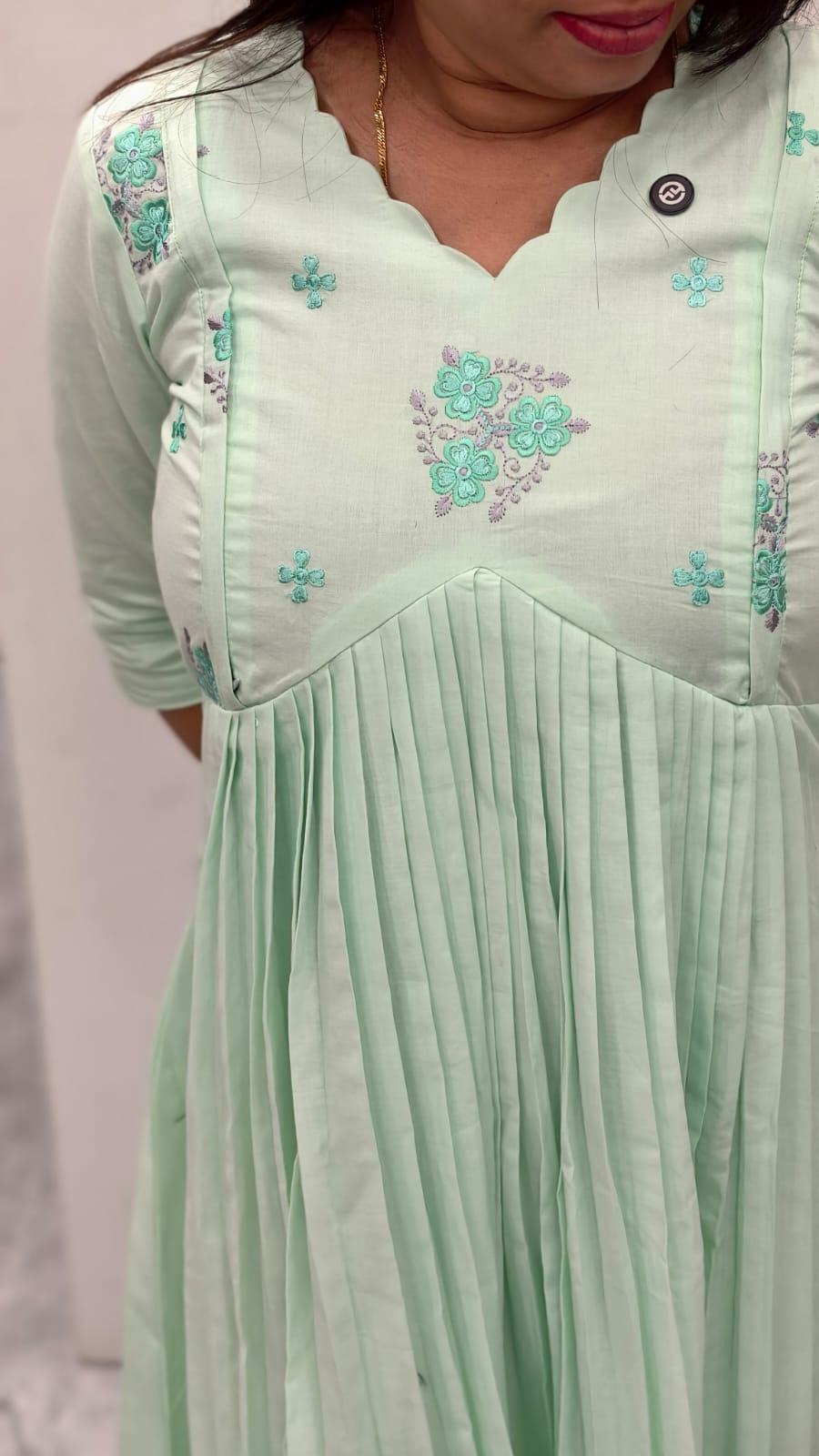 SEA GREEN ALIYA CUT FRONT OPEN DRESS| MK-MW-1081