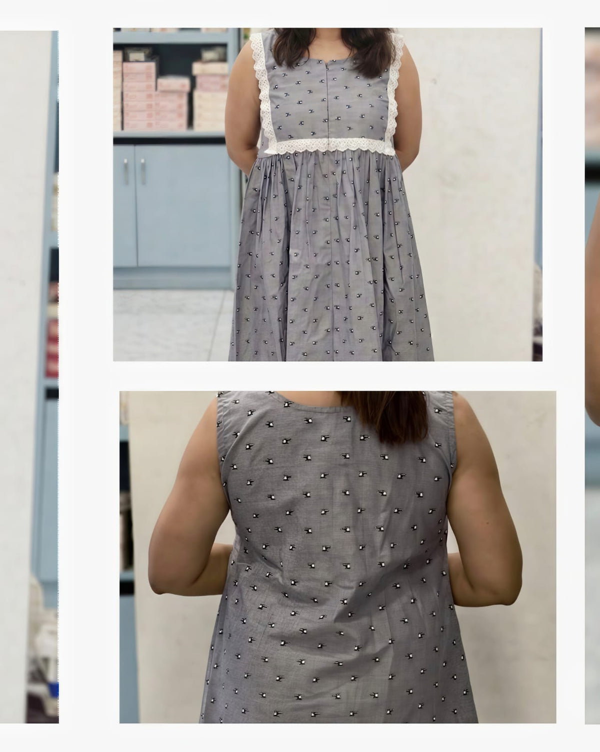 Grey maternity dress with helicopter print