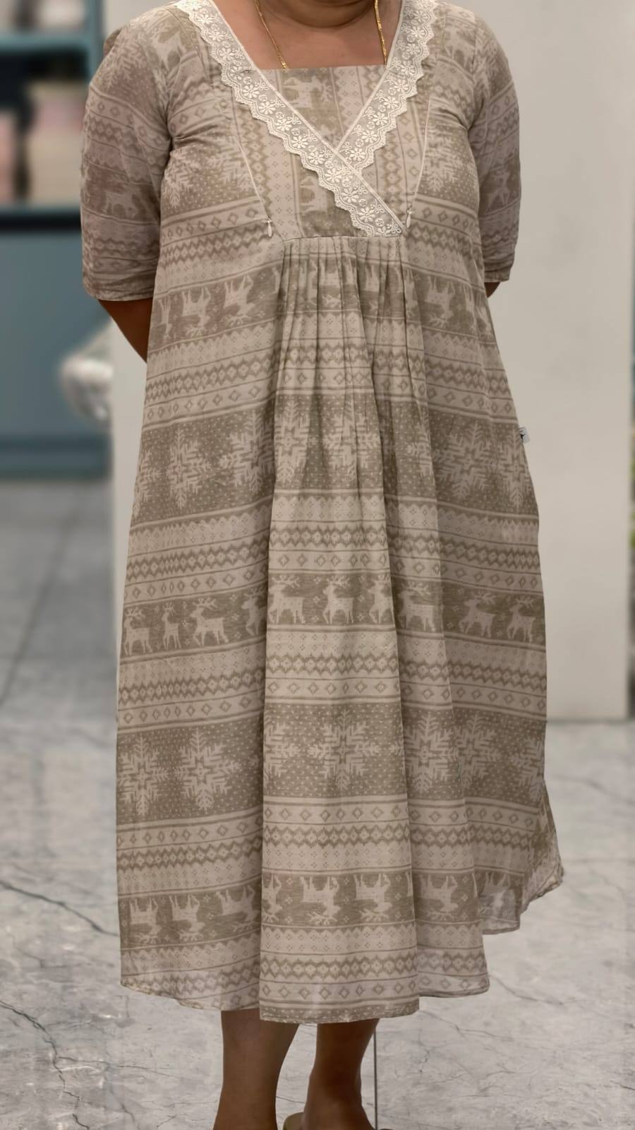 OVER LAPED V-NECK MATERNITY DRESS | MK-MW-1089