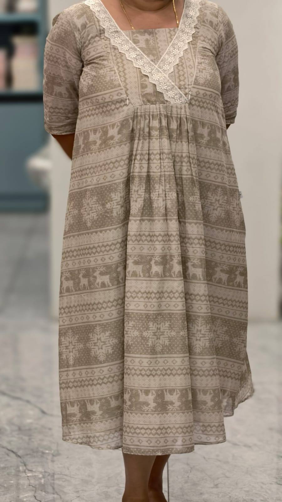 OVER LAPED V-NECK MATERNITY DRESS | MK-MW-1089