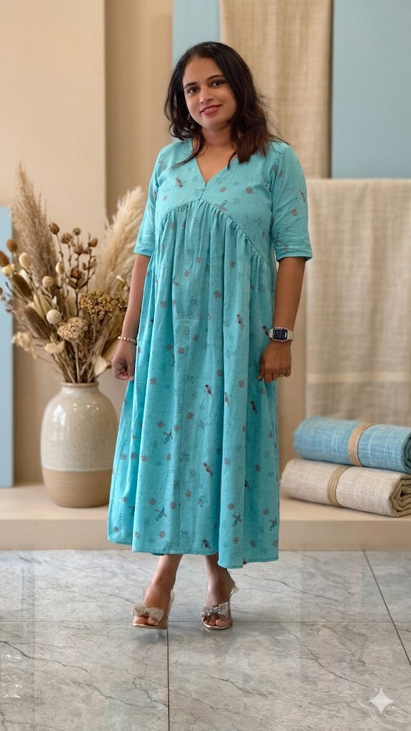LIGHT BLUE MATERNITY DRESS | MK-MW-1090