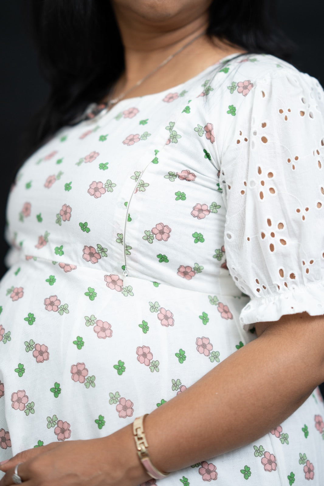 Hacoba patched butta cotton floral dress | MK-MW-1025