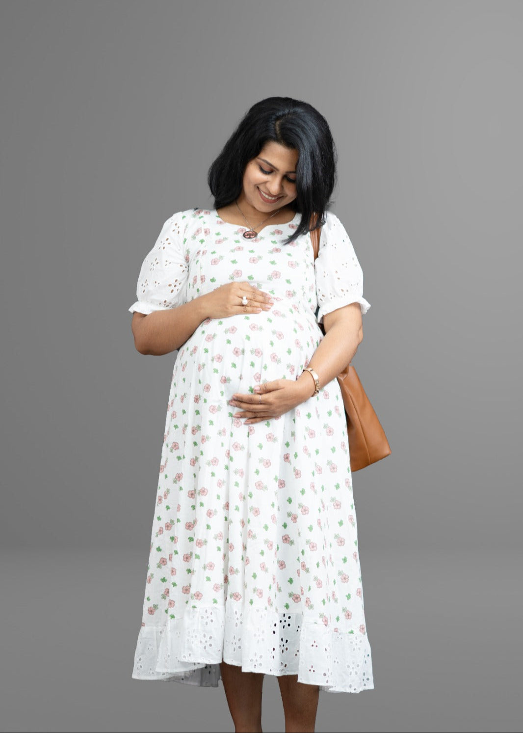 Hacoba patched butta cotton floral dress | MK-MW-1025