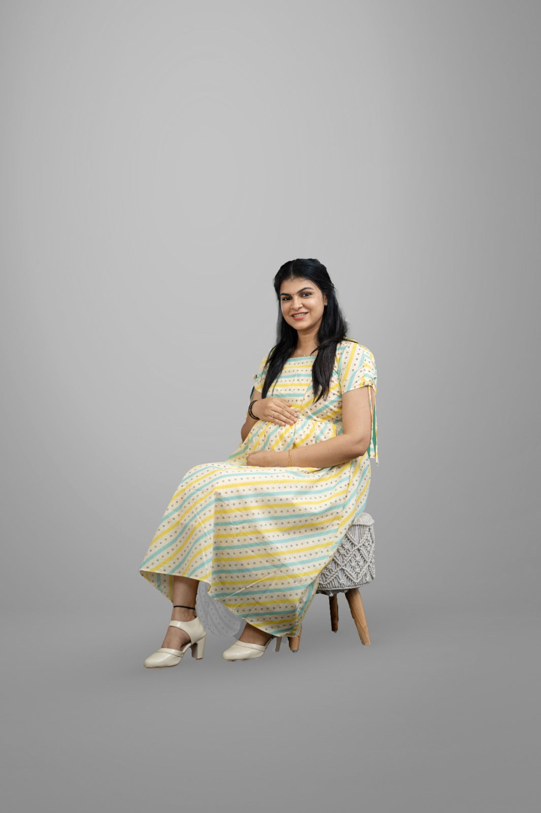 Sunbeam Stripes Maternity soft  cotton Dress | MK-MW-1037