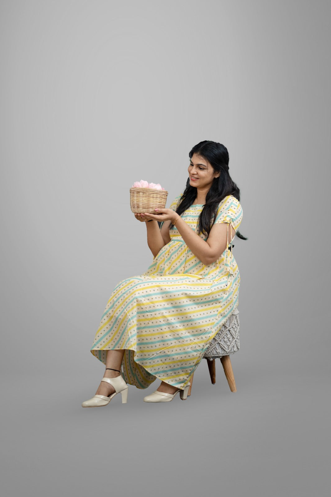 Sunbeam Stripes Maternity soft  cotton Dress | MK-MW-1037