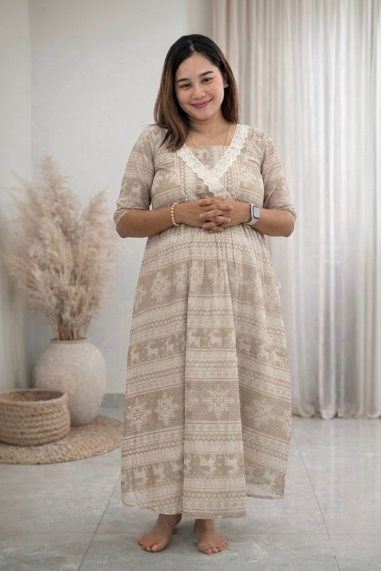 OVER LAPED V-NECK MATERNITY DRESS | MK-MW-1089