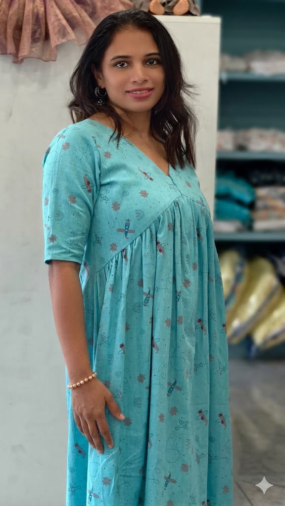 LIGHT BLUE MATERNITY DRESS | MK-MW-1090