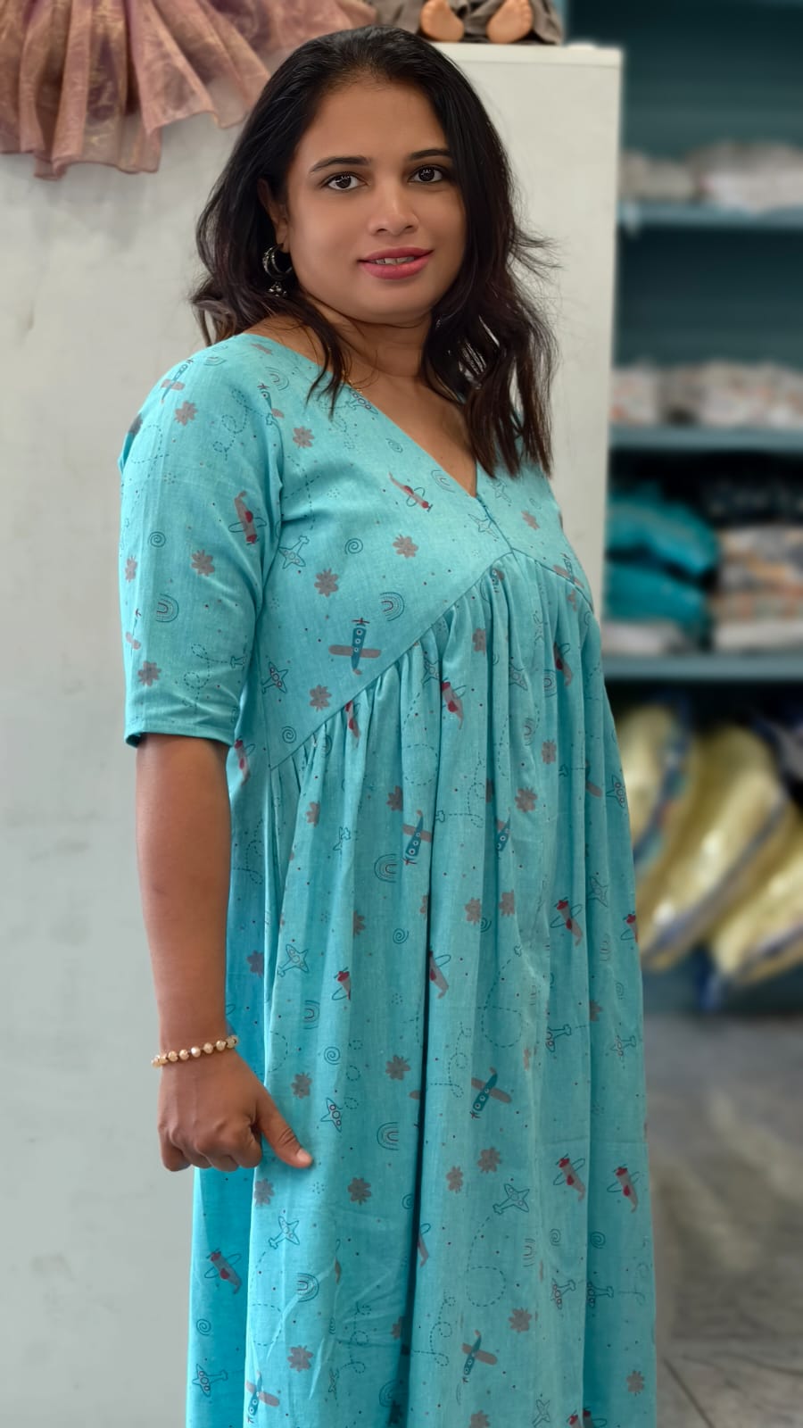 LIGHT BLUE MATERNITY DRESS | MK-MW-1090