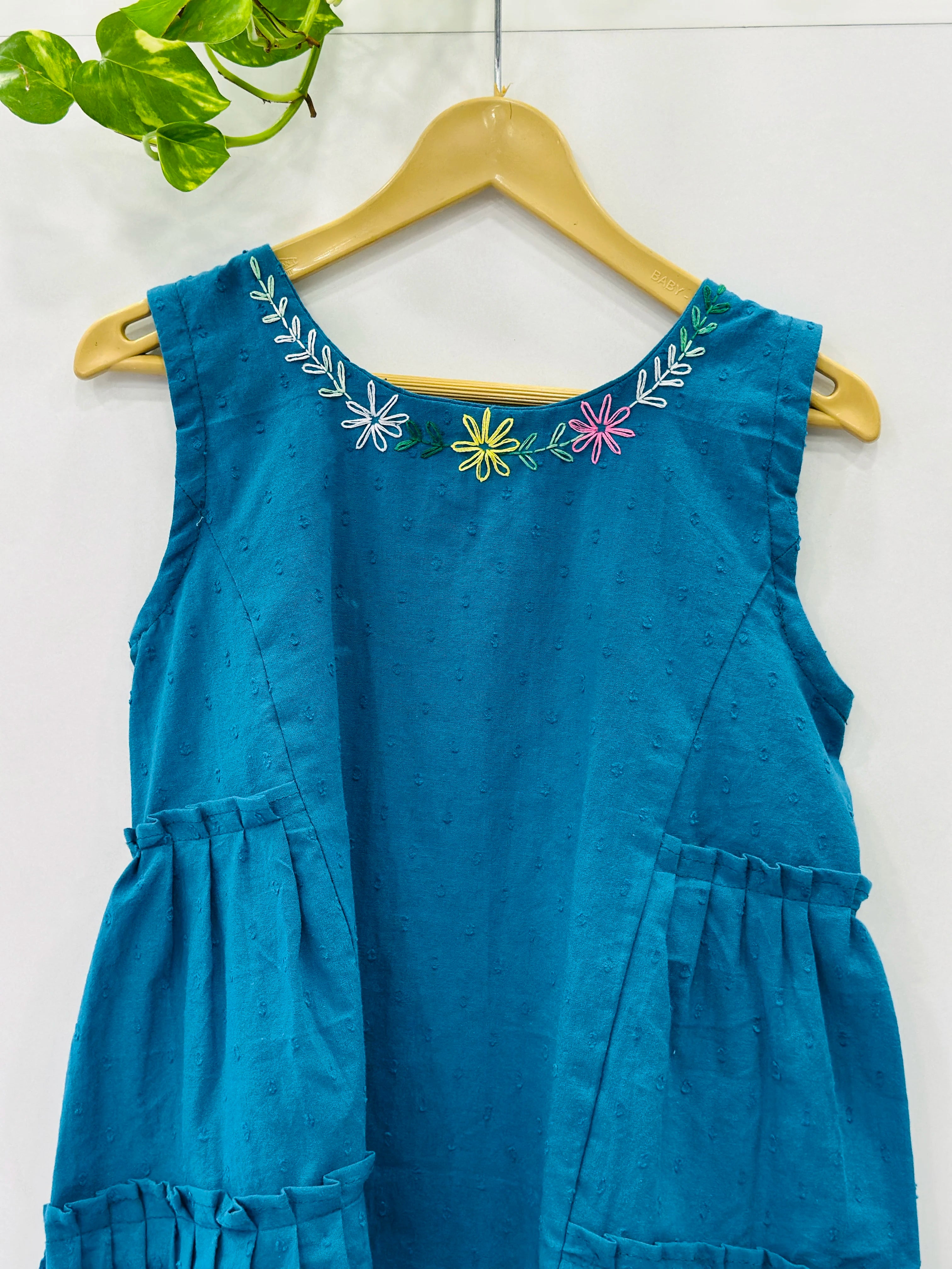 blue-cotton-dress-for-girls-elegant-a-line-butta-cotton-frock-stylish-teal-blue-kids-frock-perfect-for-parties-and-casual-wear