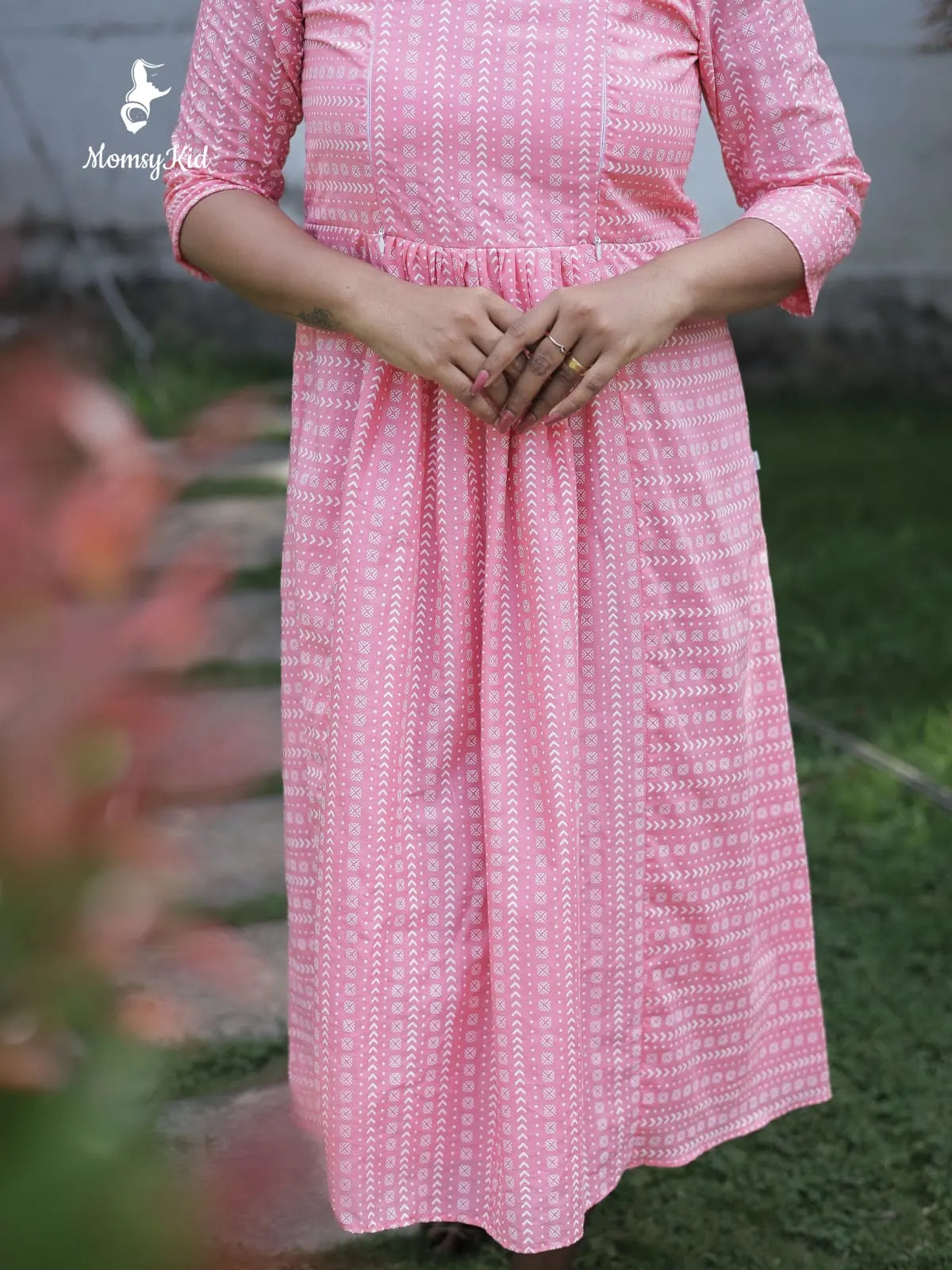 comfortable-pink-rayon-maternity-dress-for-casual-and-party-wear