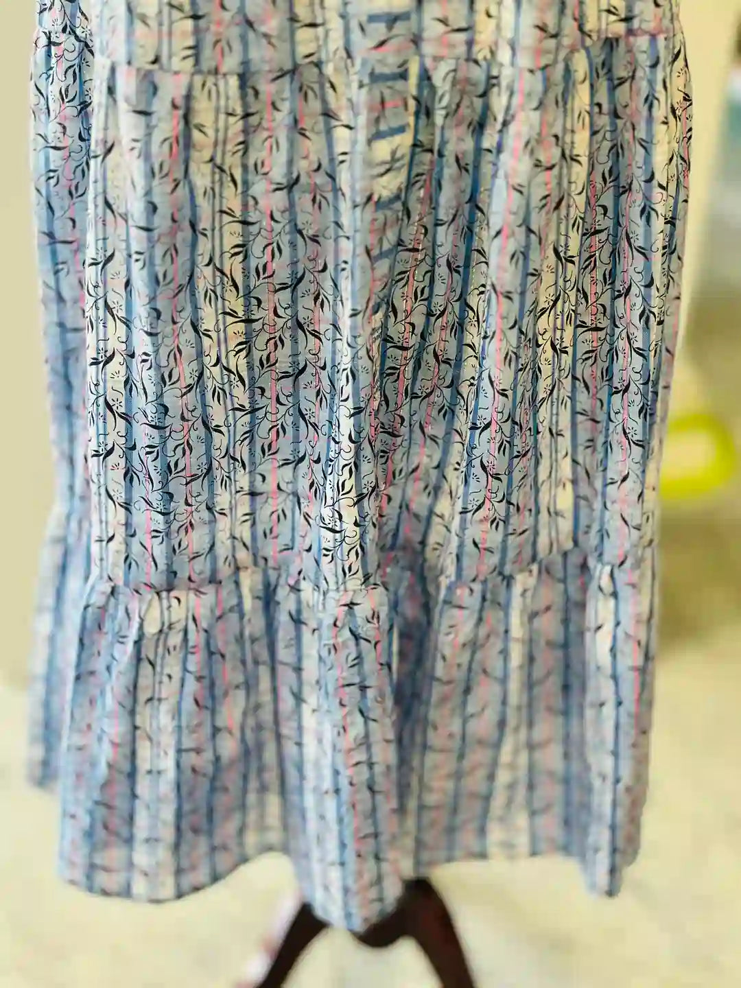 elbow-sleeve-collared-blue-cotton-maternity-dress