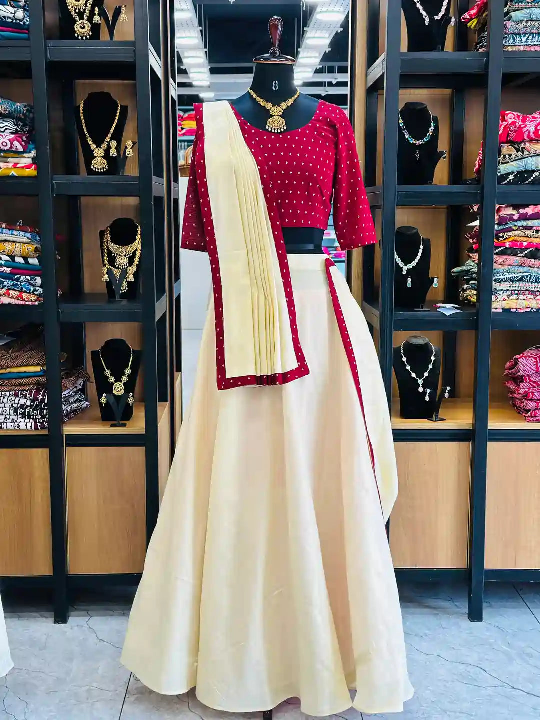 elegant-maroon-dhavani-set-traditional-for-women