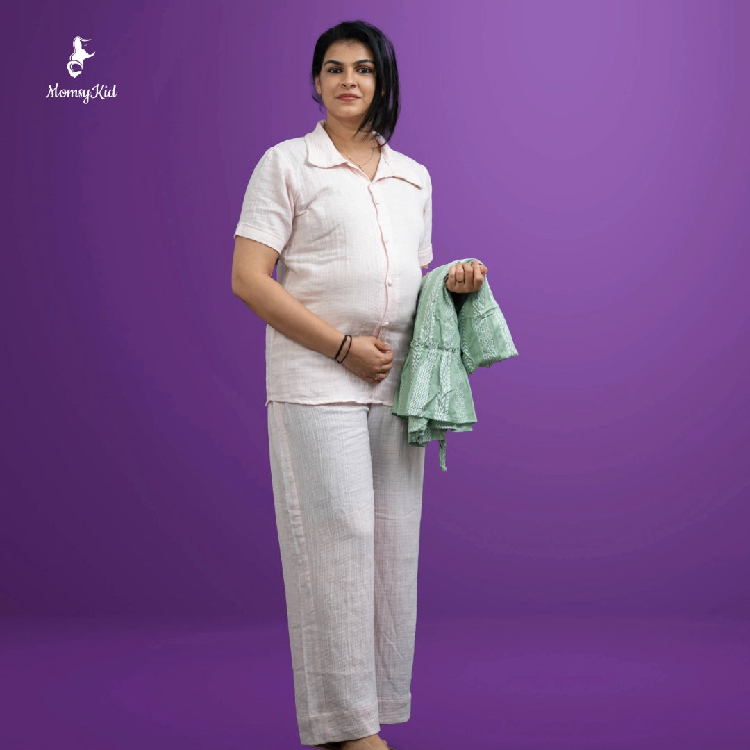 elegant-maternity-pink-muslin-cord-set-for-pregnancy-and-nursing