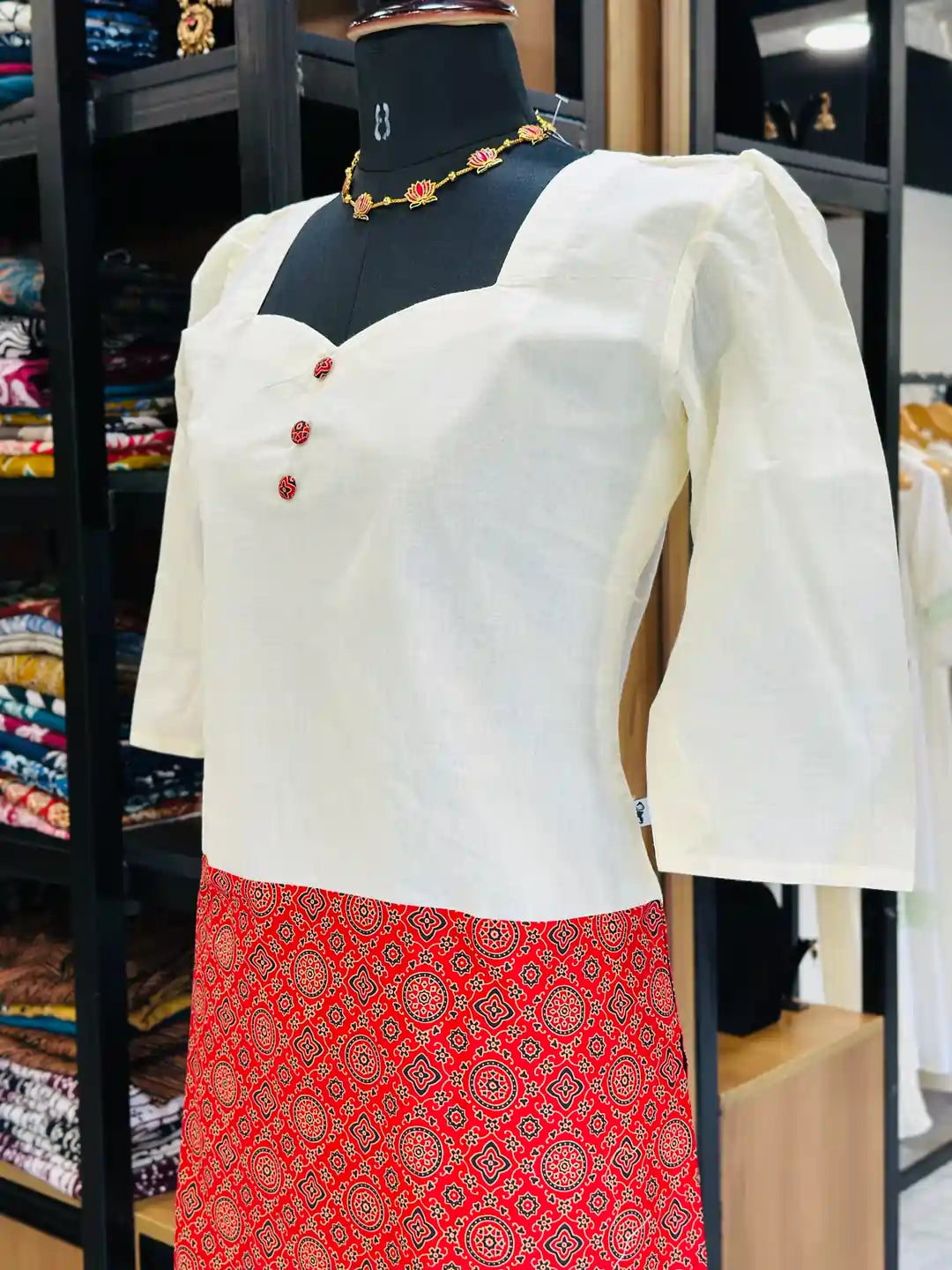 elegant-off-white-top-womens-ajrakh-print-with-asymmetric-straight-fit