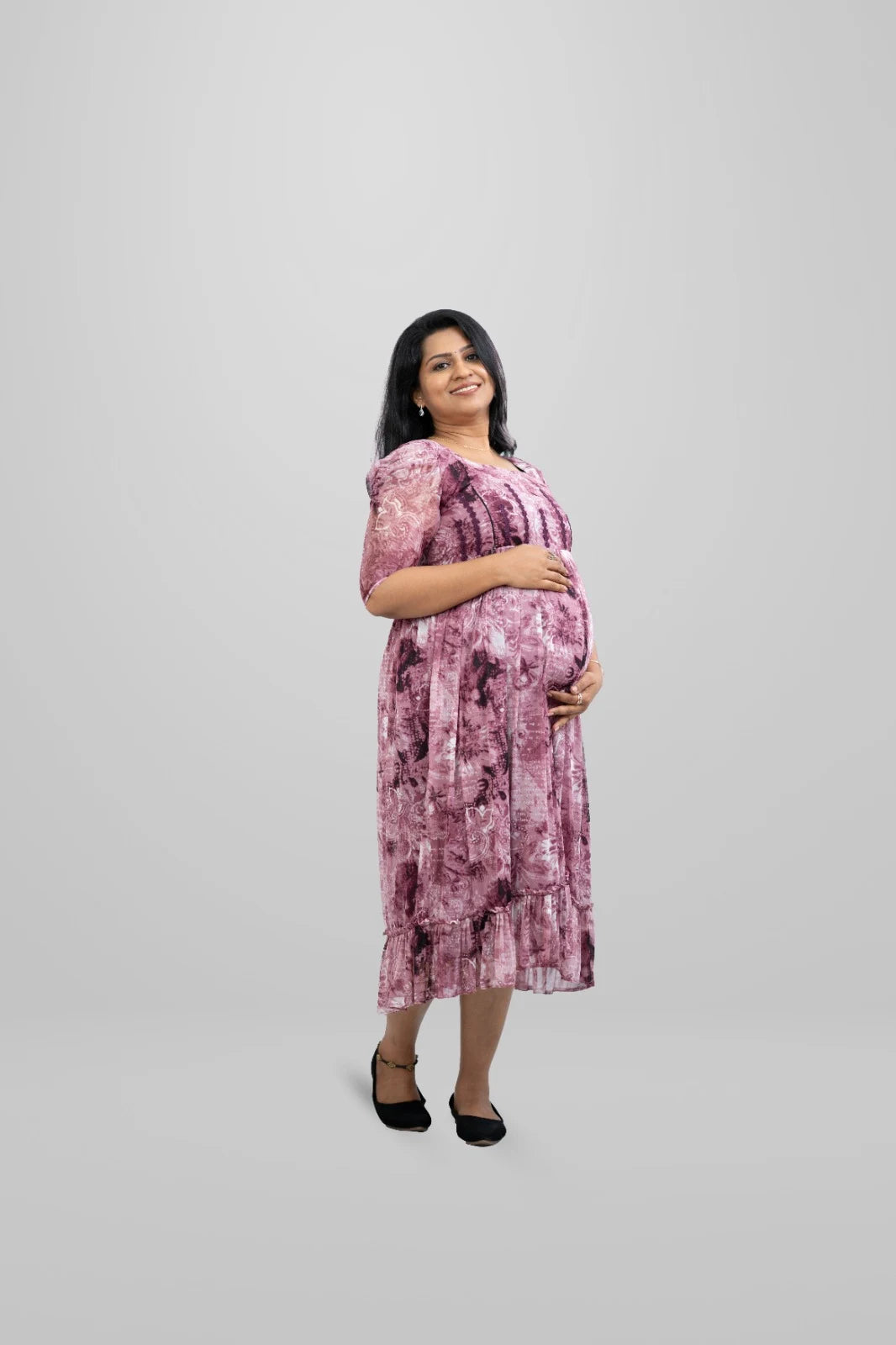 elegant-purple-net-party-dress-for-women-in-midi-length