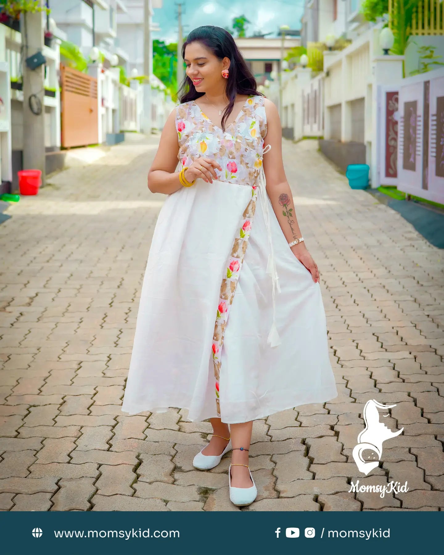 ethereal-bloom-white-floral-net-wrap-dress-in-dobby-rayon-with-puff-sleeves
