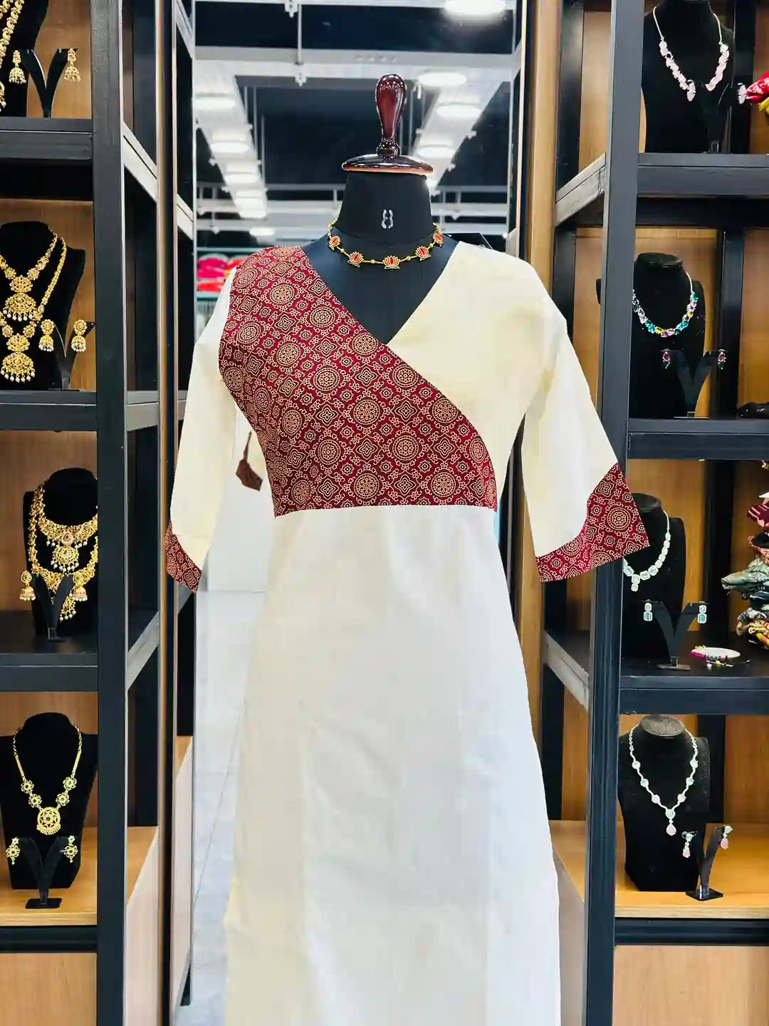 festive-ajrakh-print-kurti-for-ladies-cotton-lining-straight-cut-design