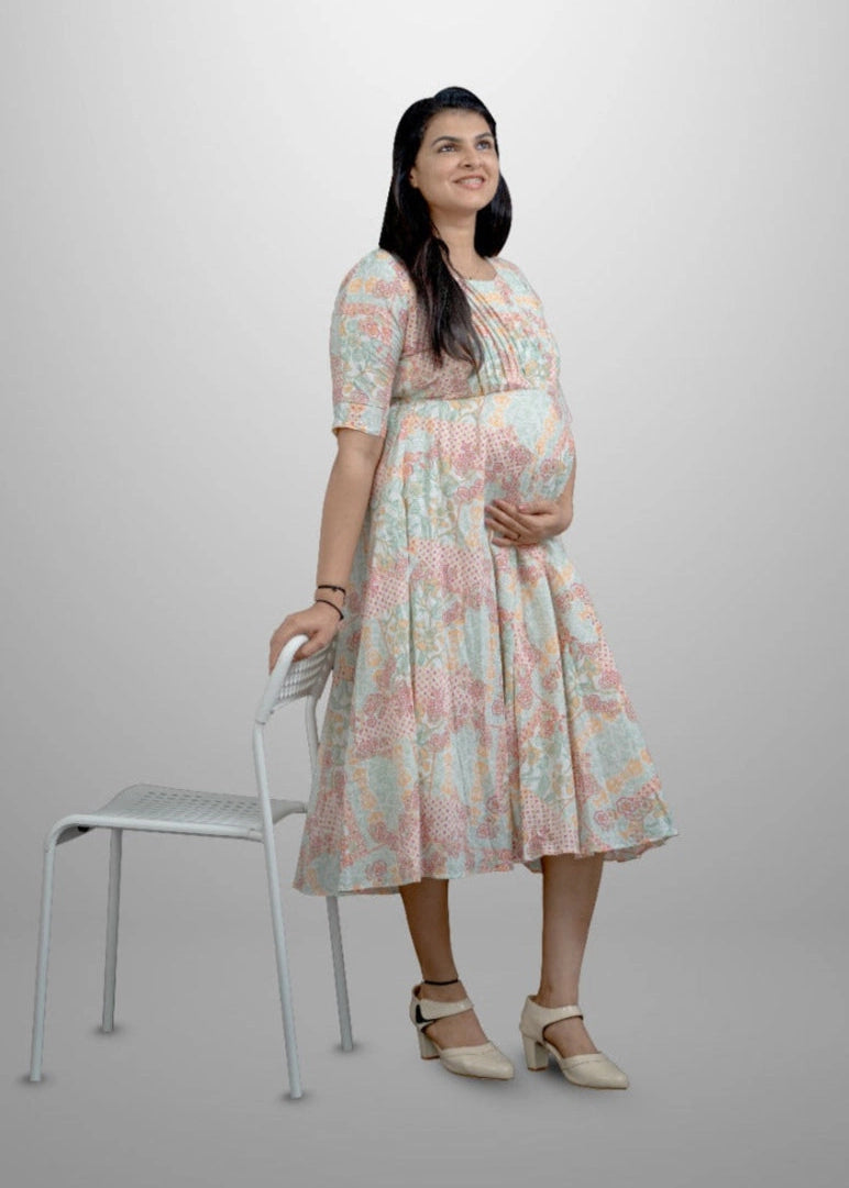 floral-maternity-dress-with-cotton-fabric-and-stylish-designer-yoke