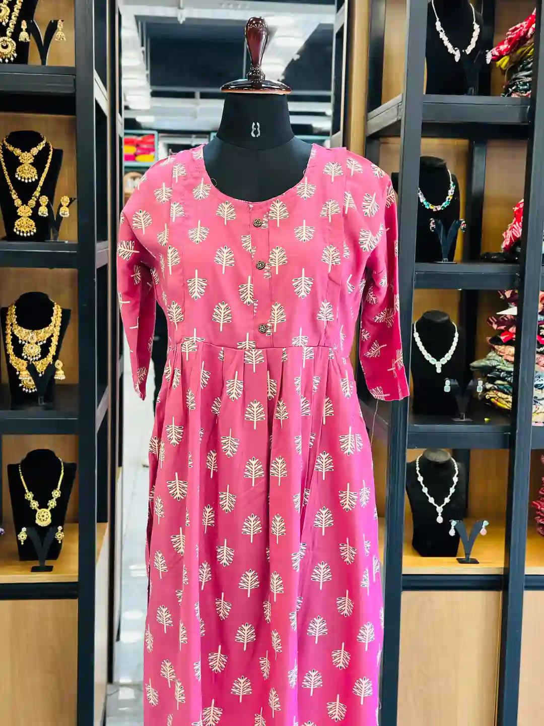 front-gathered-cotton-maternity-wear-kurti-with-block-print
