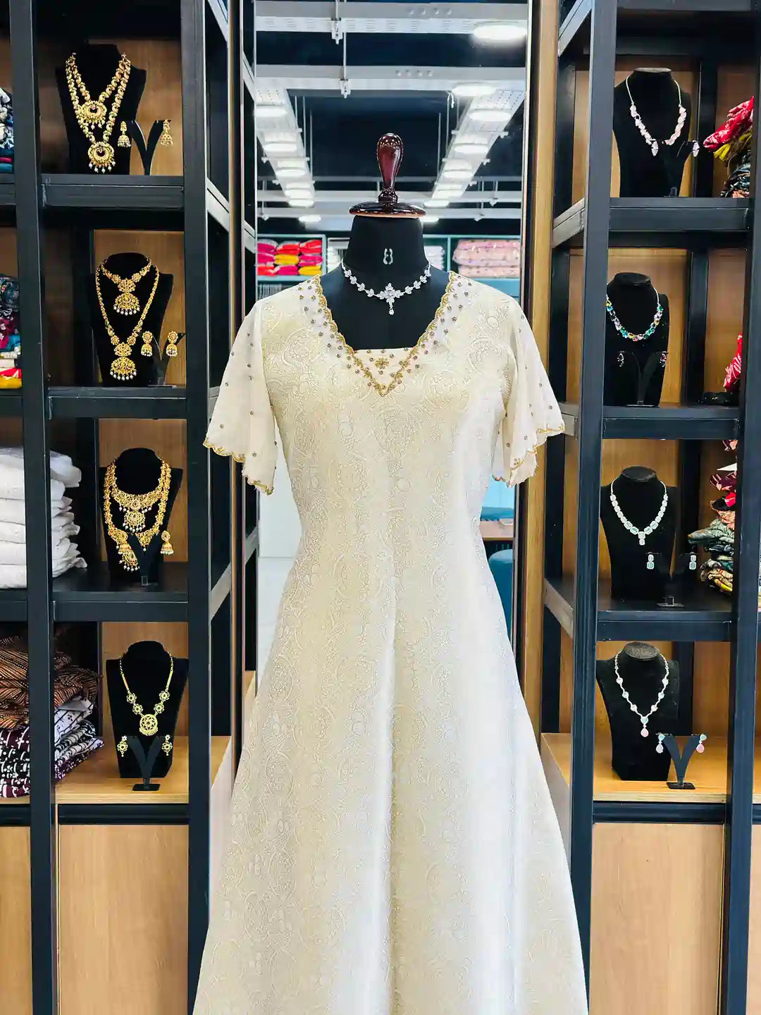 off-white-dress-for-women-a-line-organza-top-featuring-umbrella-sleeves-and-crepe-lining
