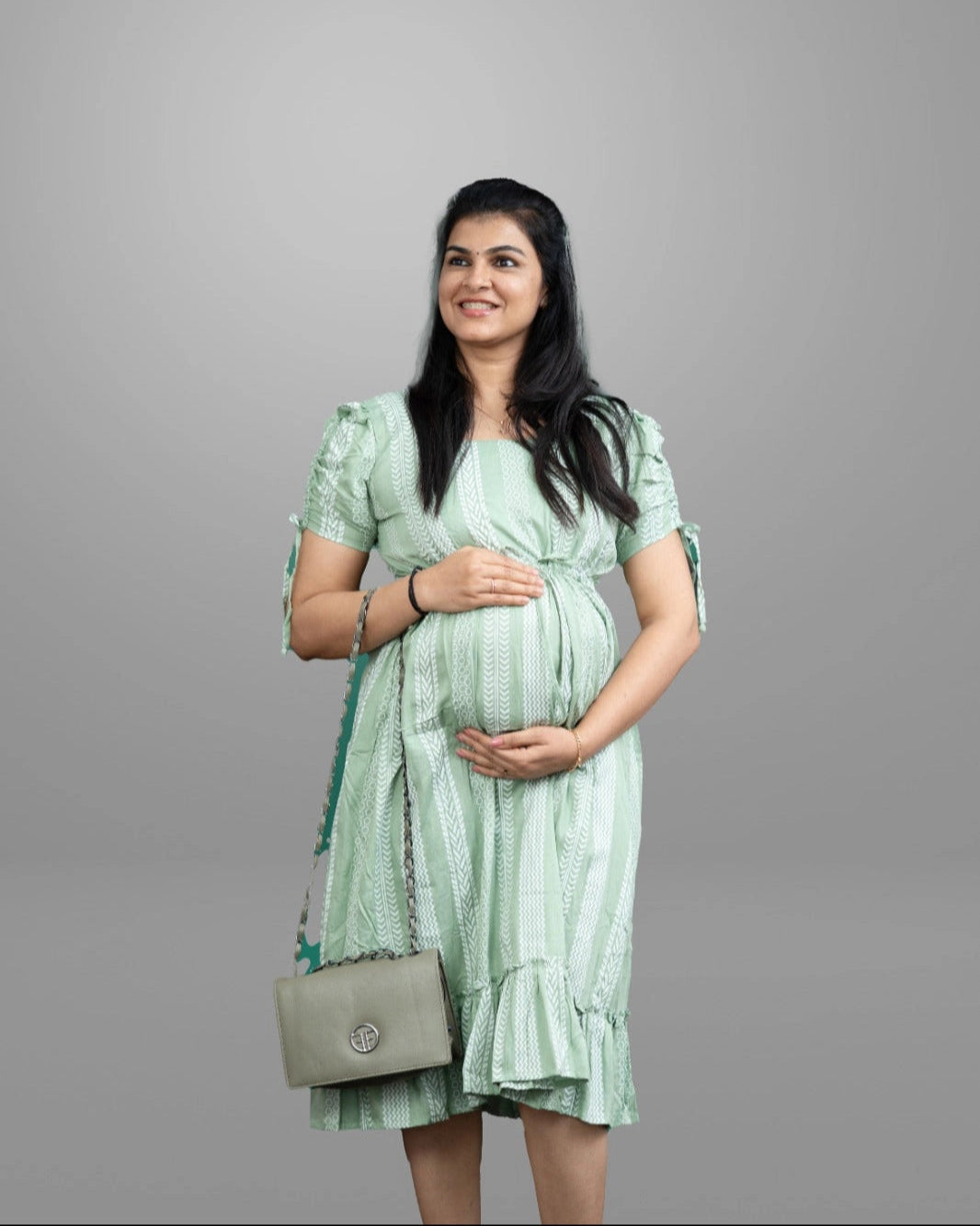 pastel-green-and-white-printed-pregnancy-dress-for-ladies-in-rayon