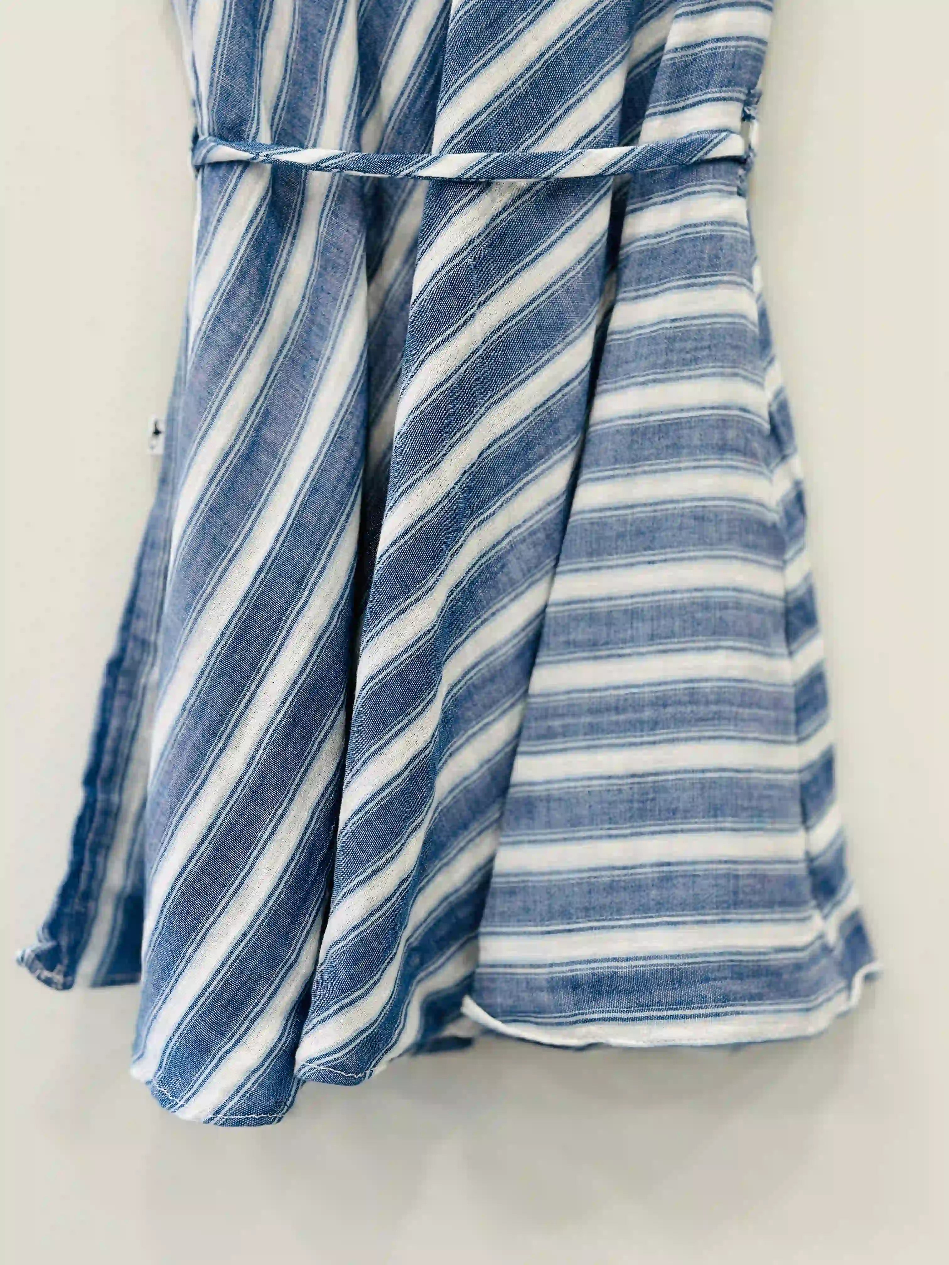 stylish-blue-and-white-striped-dress-for-girls-cotton-fabric