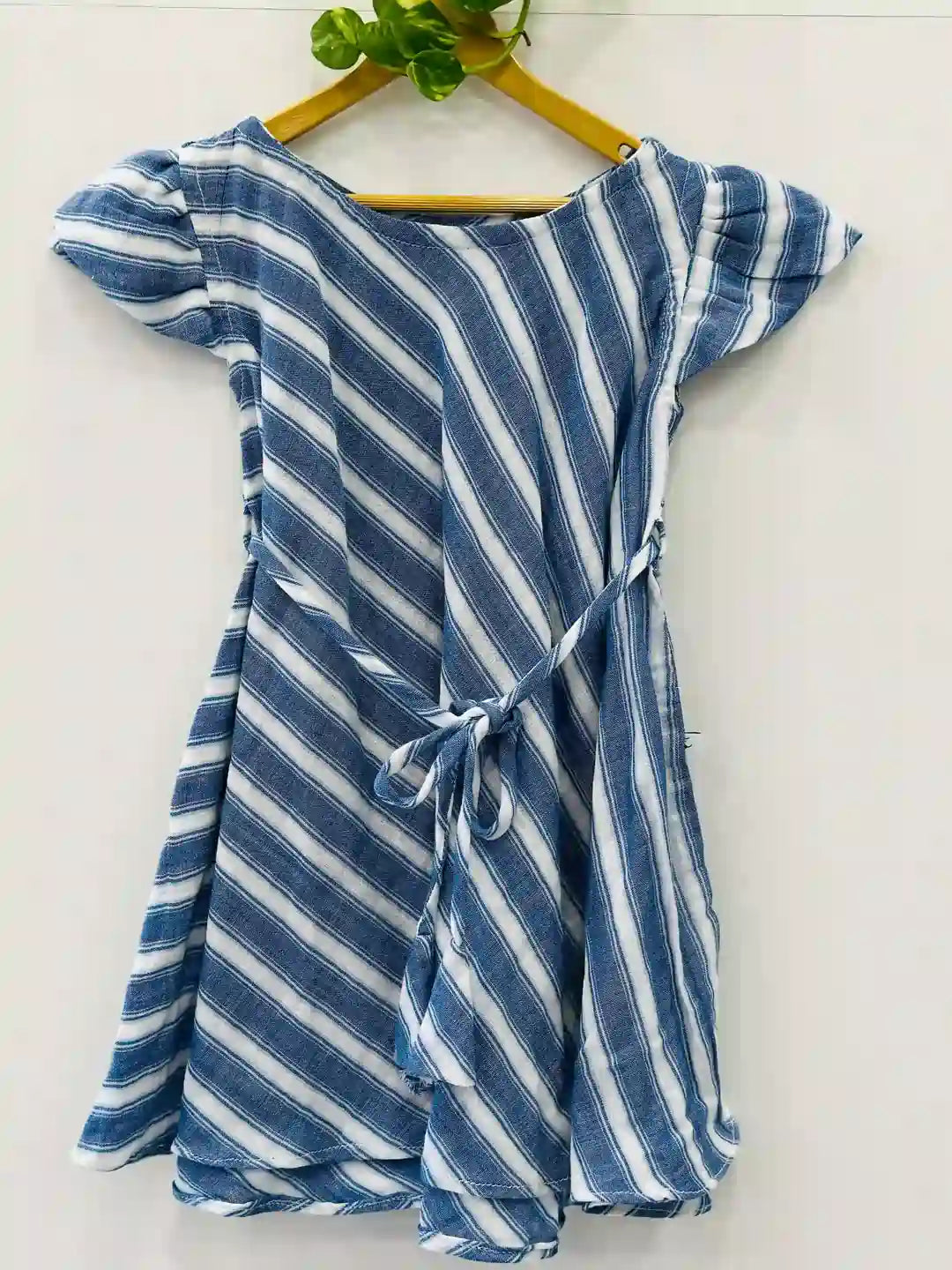 stylish-cotton-striped-frock-blue-and-white-dress