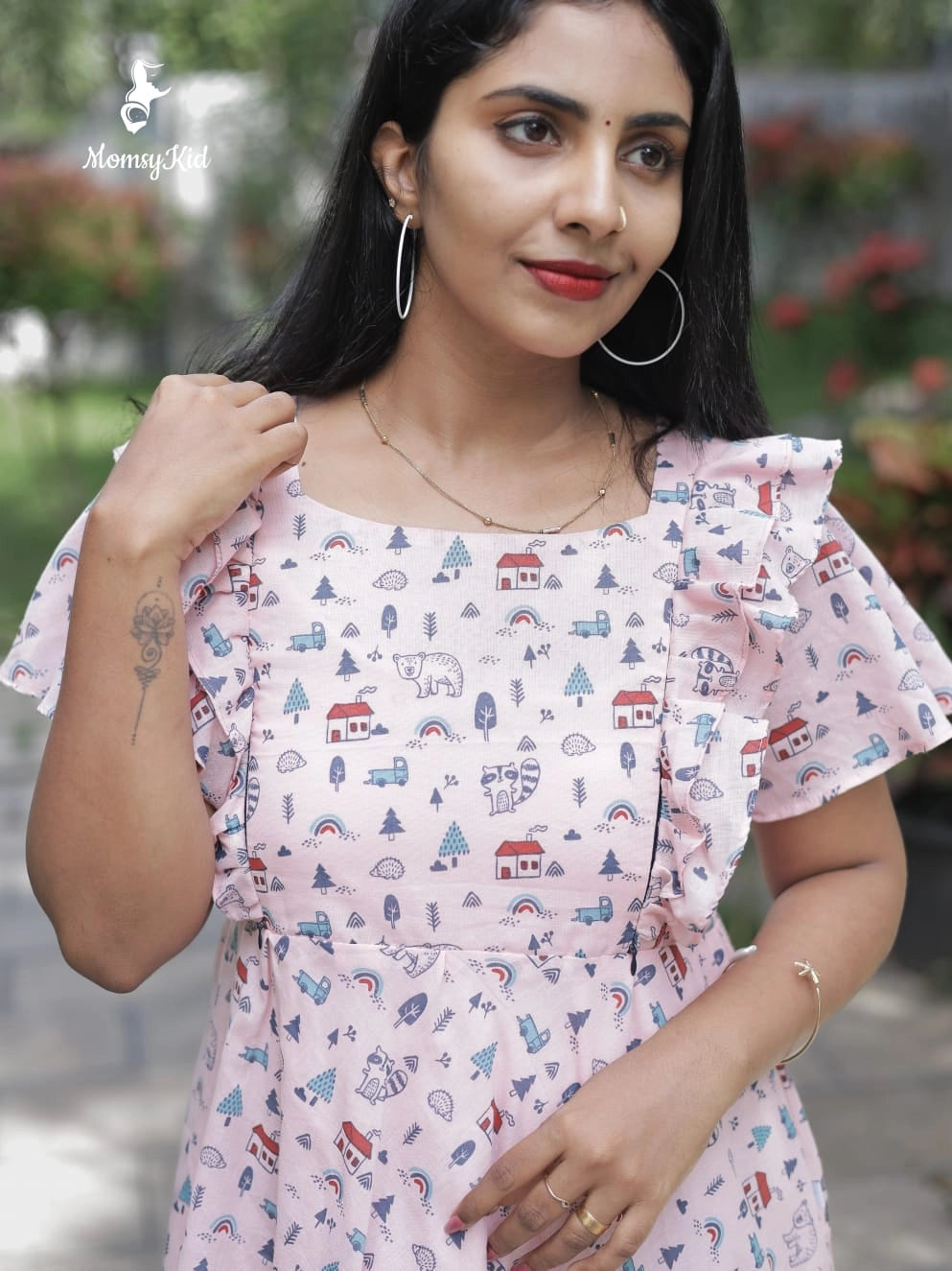 stylish-maternity-pink-butterfly-dress-womens-online