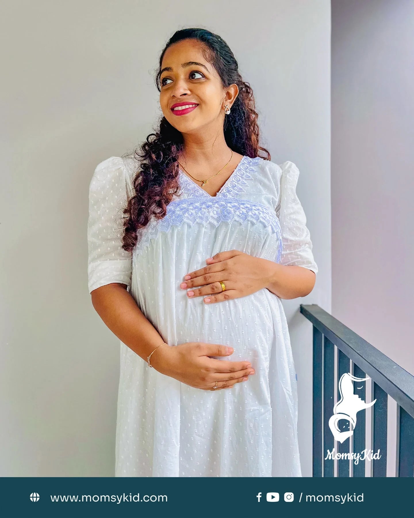 white-alia-cut-midi-maternity-dress-with-lace-and-puff-sleeves